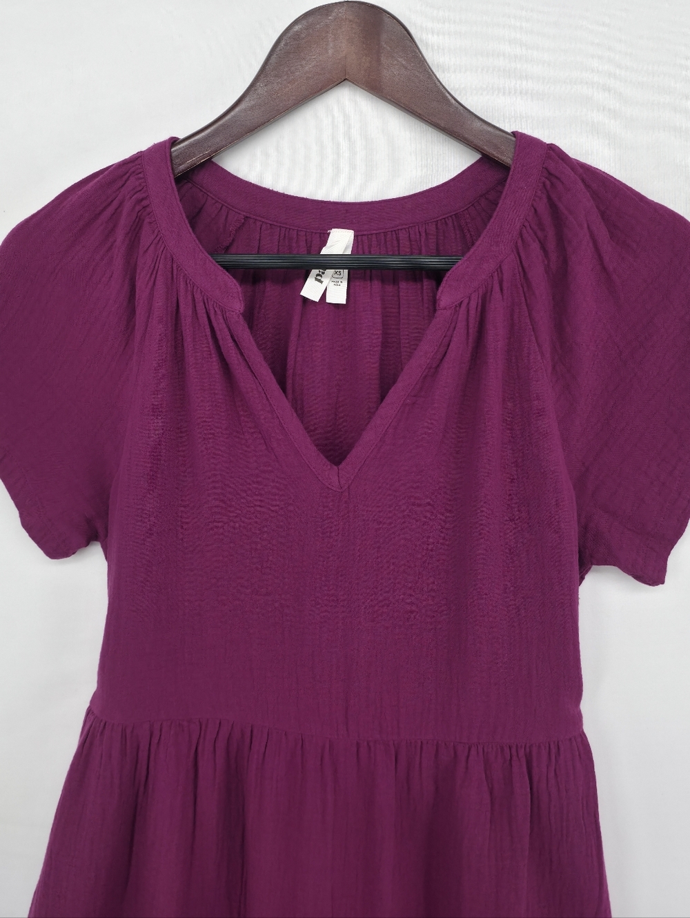 Pact Organic Cotton Coastal Double Gauze Breezy Midi Dress XS Sangria Minimalist - Picture 4 of 16